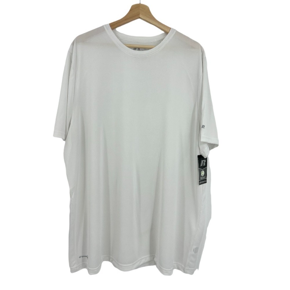 Active T-Shirt Men's 2XL Solid White RUSSELL Core Hybrid Jersey Tee